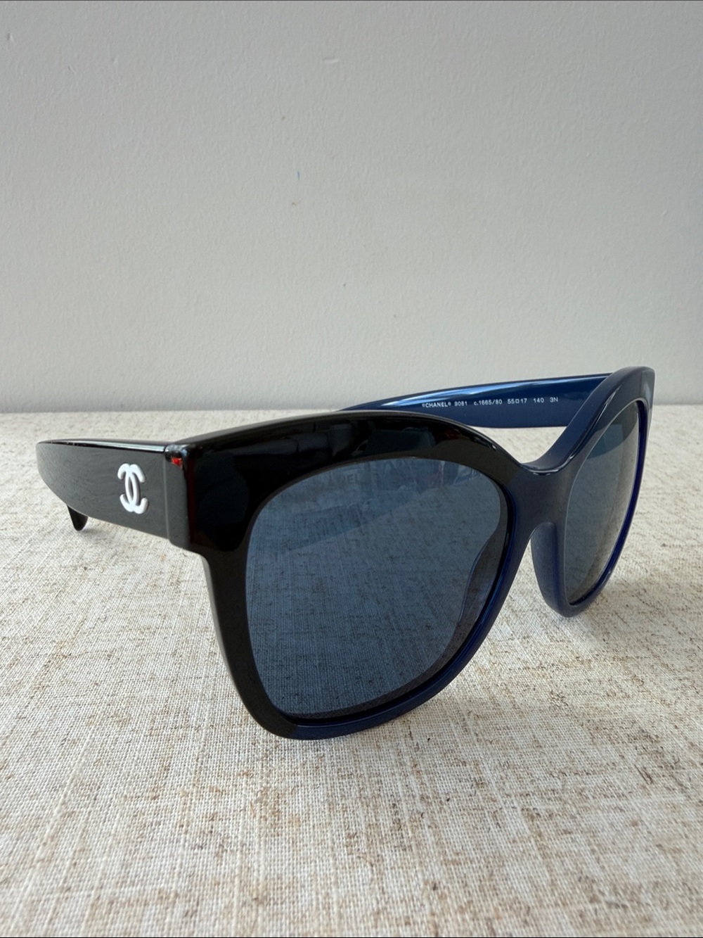 CHANEL Women's Cat-Eye Sunglasses in Navy Blue with Dark Lenses